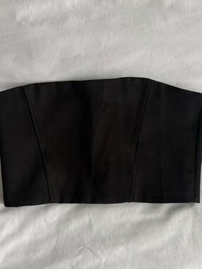 Zara Black Satin Strapless Bustier Top